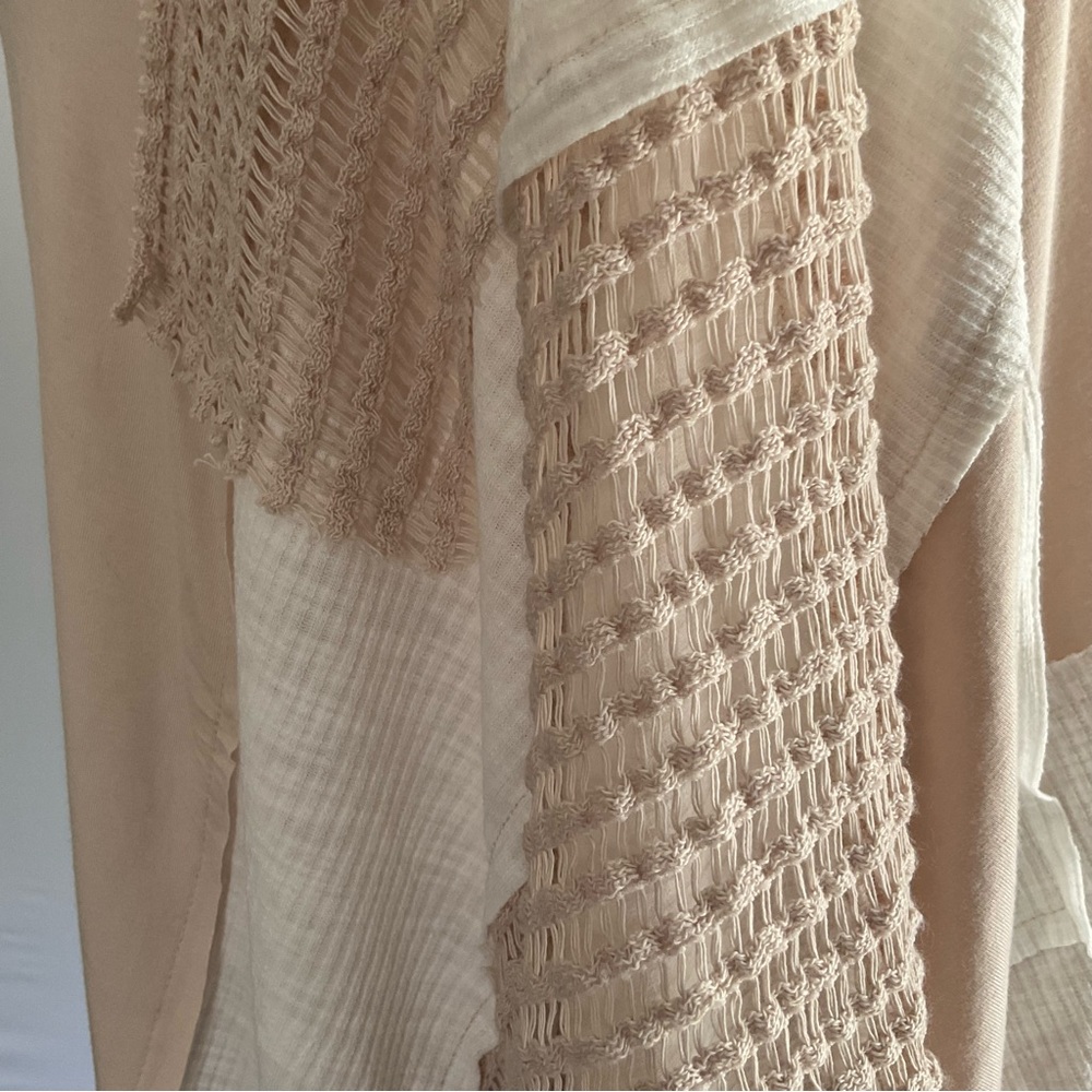 POL Boho Oversized Patchwork Top Flowy Crochet V-… - image 10